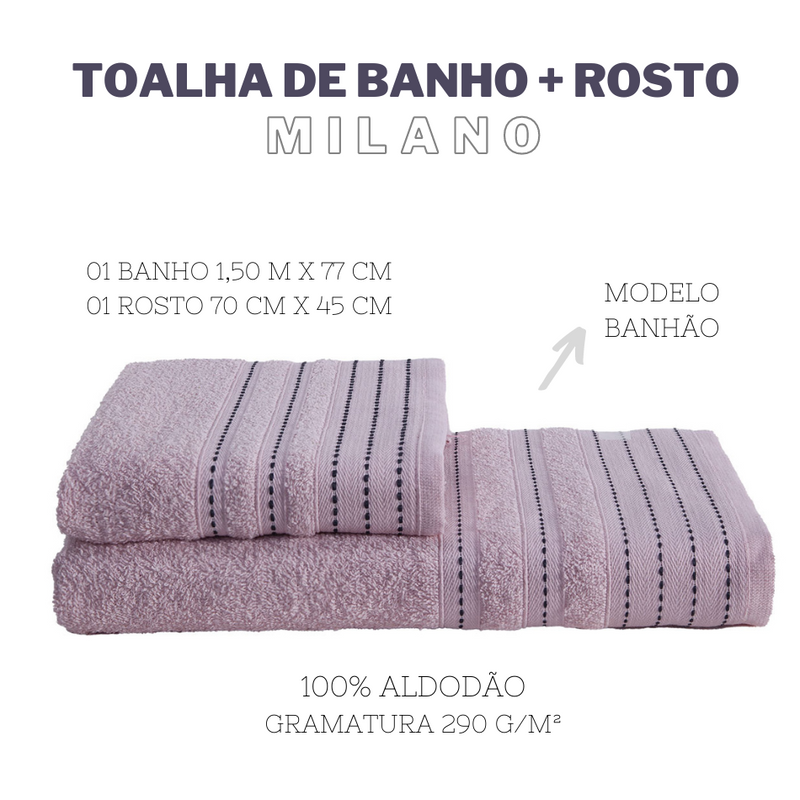 Jogo de toalhas 01 banho e 01 rosto - Milano