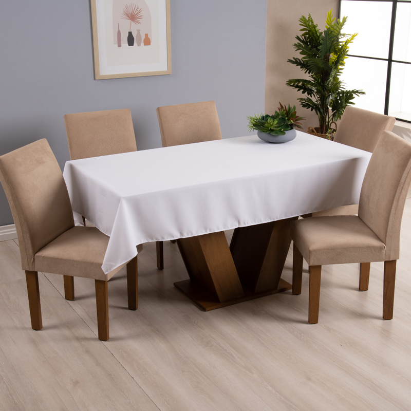 Toalha de Mesa Basic 1 Peça 2,50m x 1,40m 8 Lugares 100% Poliéster Tecido Oxford